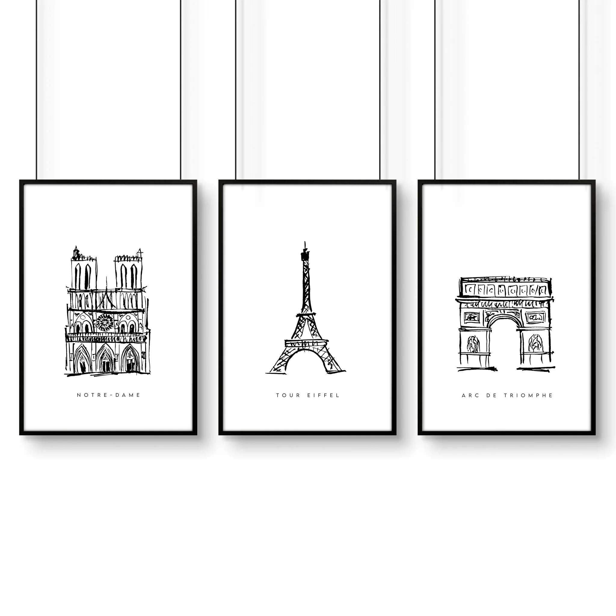 Extra Large Wall Arts | Set of 3 Paris Landmarks Wall art Prints - Image 12