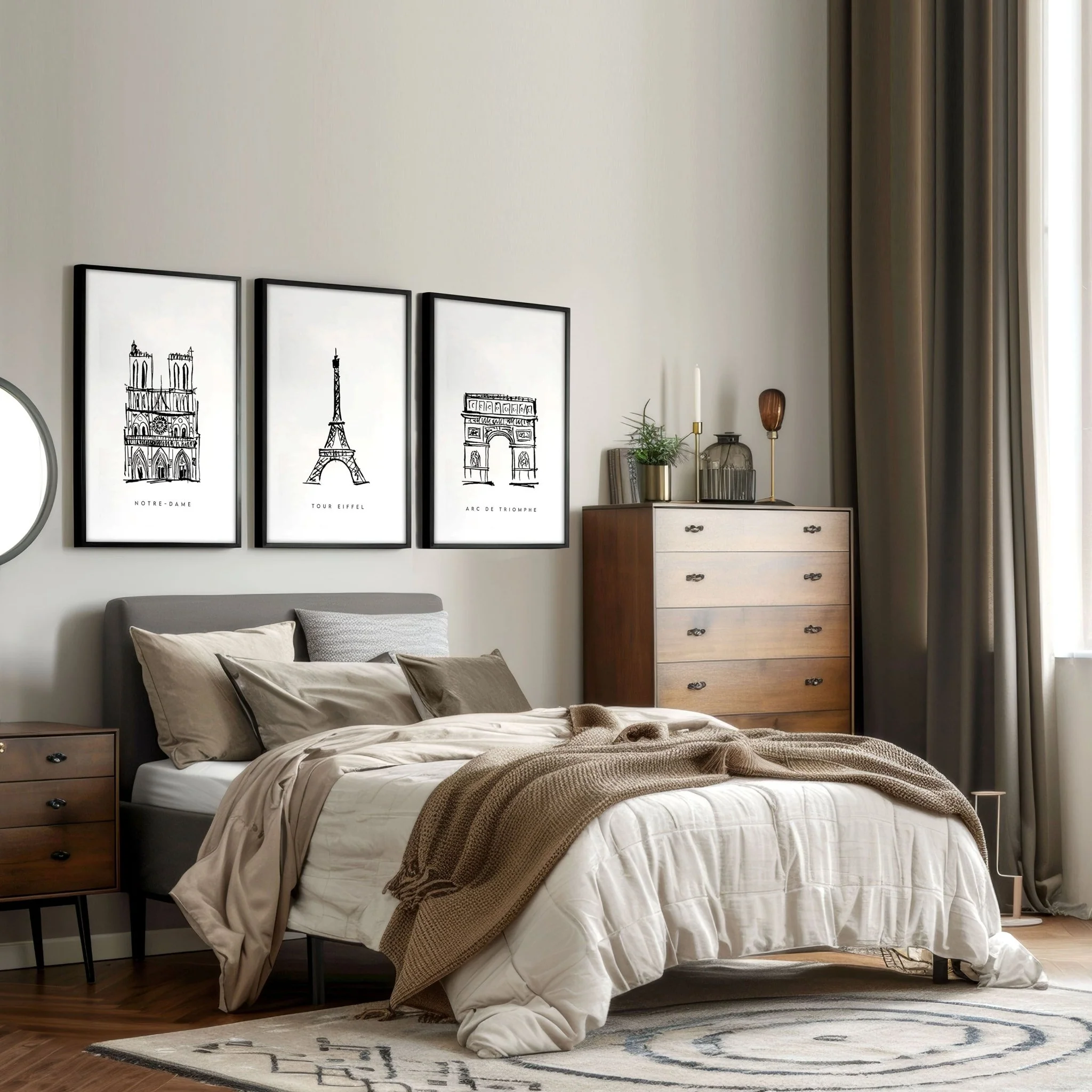 Extra Large Wall Arts | Set of 3 Paris Landmarks Wall art Prints - Image 5