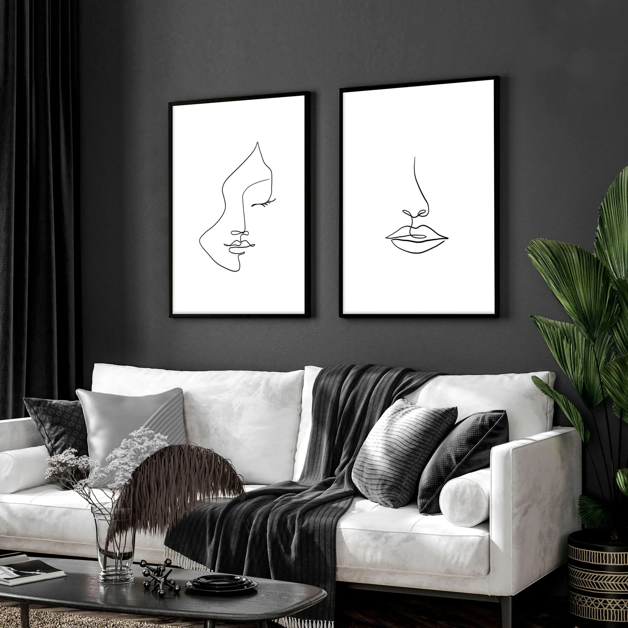 Line art drawings | Set of 2 wall art prints for living room - Image 3