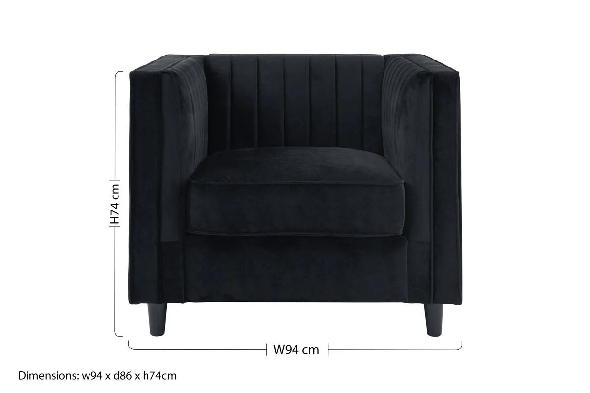 Farah Black Velvet Chair - Image 13