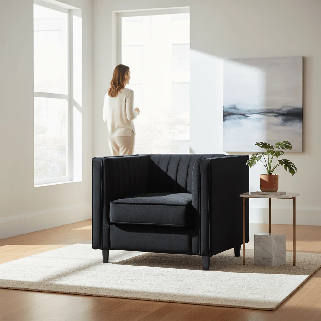 Farah Black Velvet Chair - Image 2