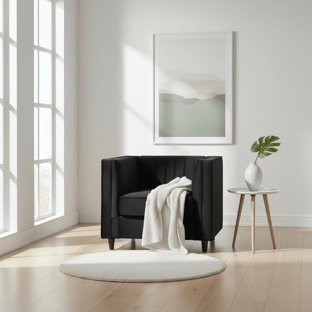 Farah Black Velvet Chair - Image 3
