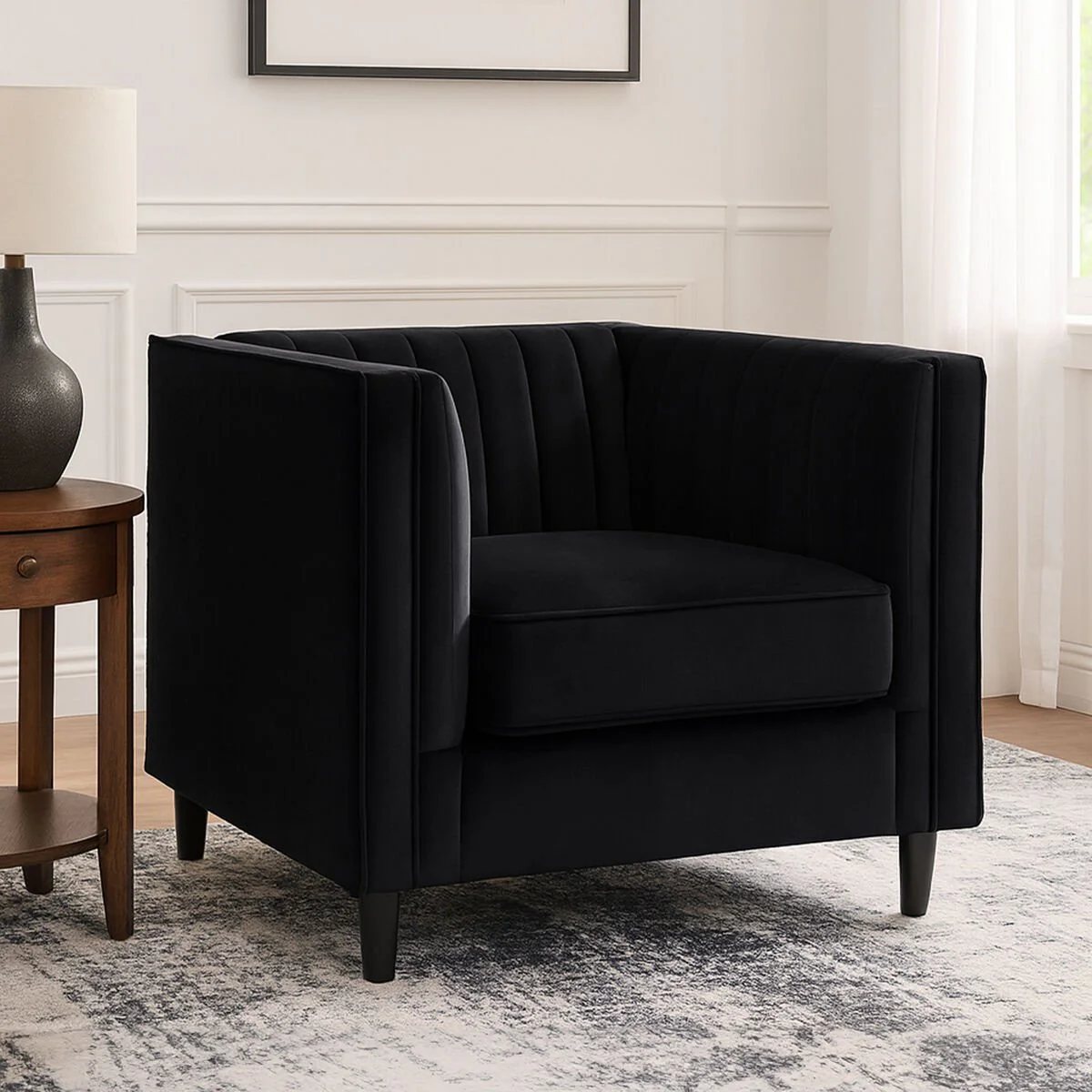 Farah Black Velvet Chair - Image 6
