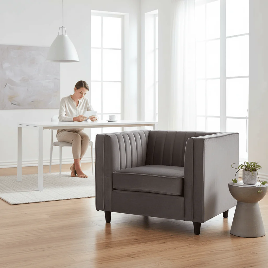Farah Grey Velvet Chair - Image 2