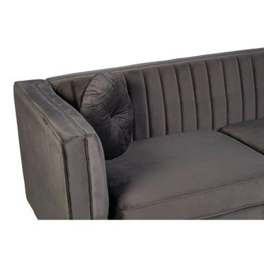 Farah Three Seat Grey Velvet Sofa - Image 10