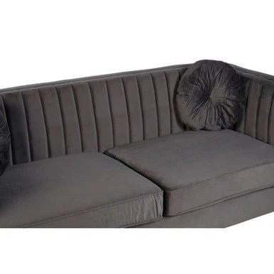 Farah Three Seat Grey Velvet Sofa - Image 11