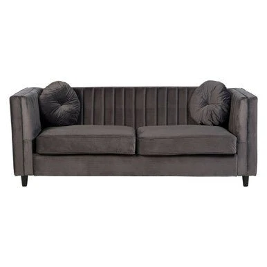 Farah Three Seat Grey Velvet Sofa - Image 5