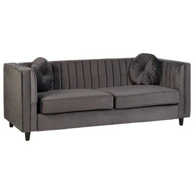Farah Three Seat Grey Velvet Sofa - Image 7