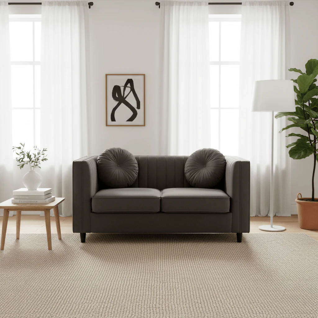 Farah Two Seat Grey Velvet Sofa - Image 3