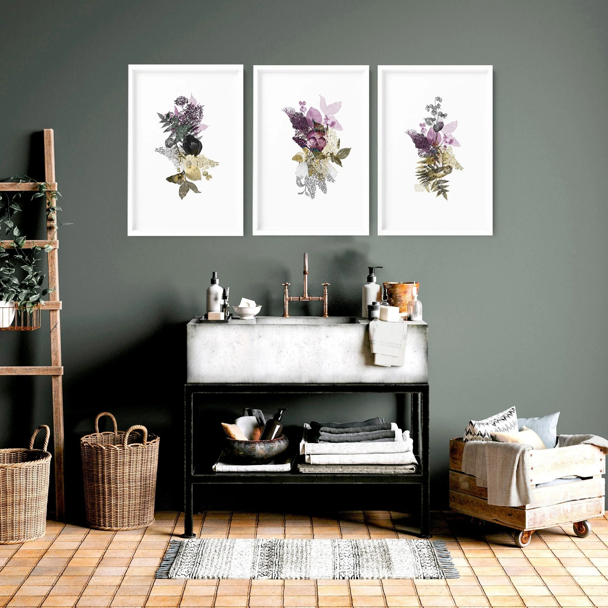 Wall pictures for bathrooms | set of 3 Farmhouse wall prints - Image 2