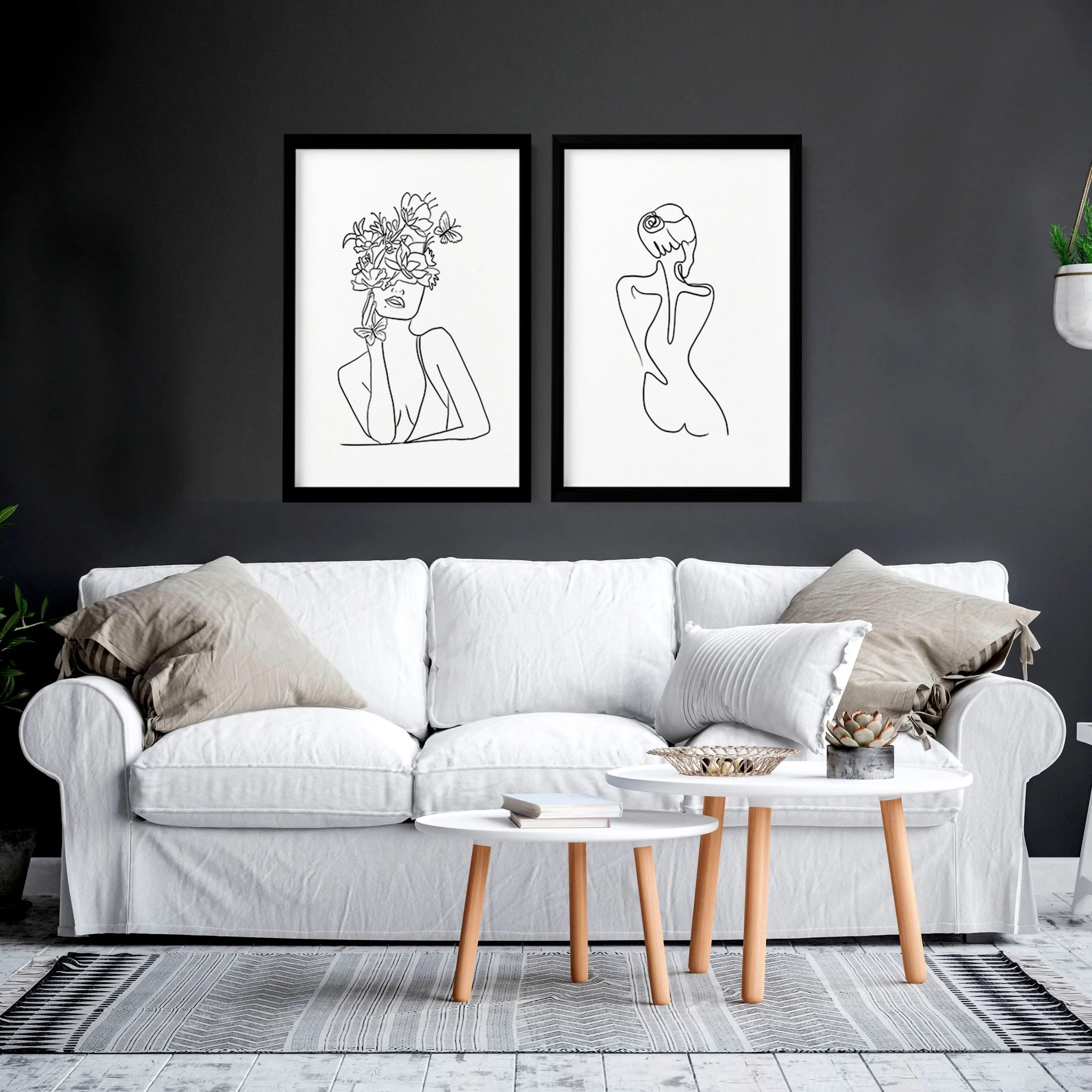 Line drawings art | Set of 2 Feminine wall art for living room - Image 6