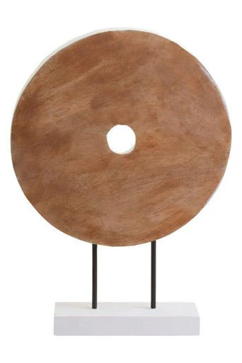 Fidel Distressed White Carved Wood Large Round Sculpture - Image 10