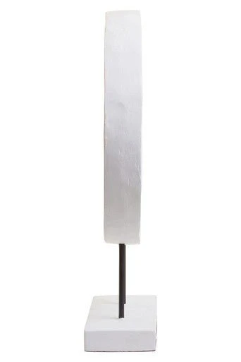 Fidel Distressed White Carved Wood Large Round Sculpture - Image 9
