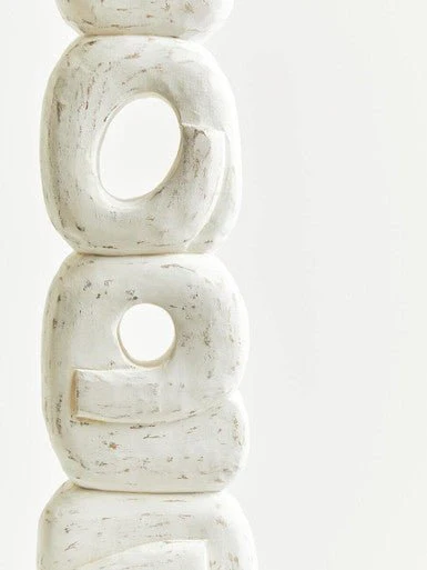 Fidel Rustic White Mango Wood Ring Sculpture - Image 11