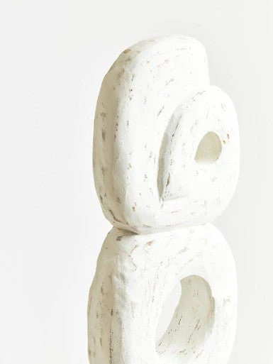 Fidel Rustic White Mango Wood Ring Sculpture - Image 12
