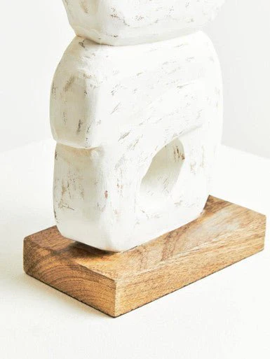 Fidel Rustic White Mango Wood Ring Sculpture - Image 13
