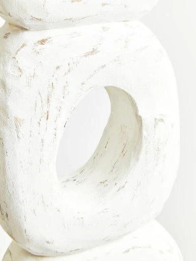 Fidel Rustic White Mango Wood Ring Sculpture - Image 14