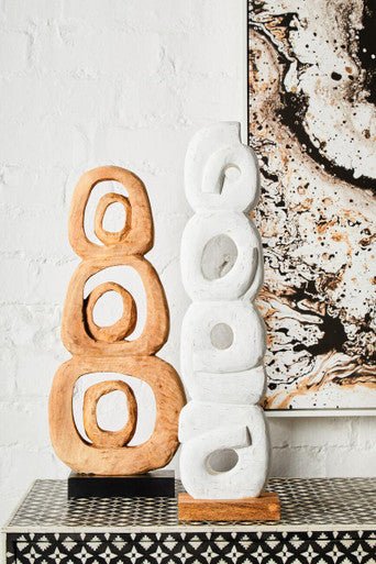 Fidel Rustic White Mango Wood Ring Sculpture - Image 16