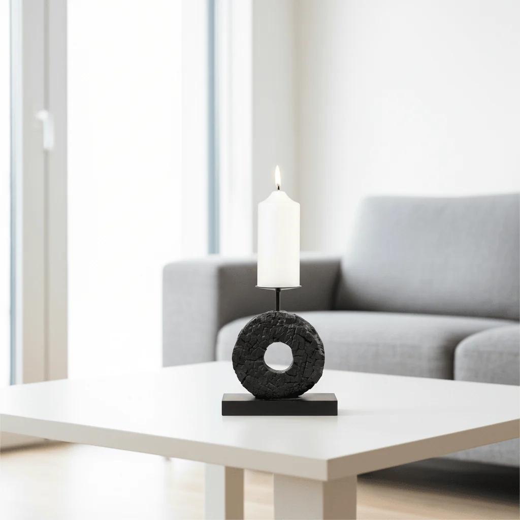Fidel Small Charred Black Mango Wood Log Candle Holder - Image 3