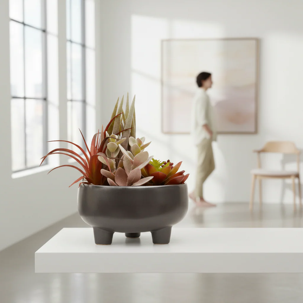 Fiori Mixed Succulents In Grey Ceramic Pot - Image 6