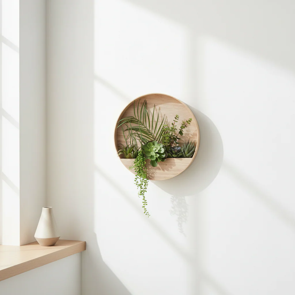 Fiori Mixed Succulents In Wood Wall Planter - Image 7