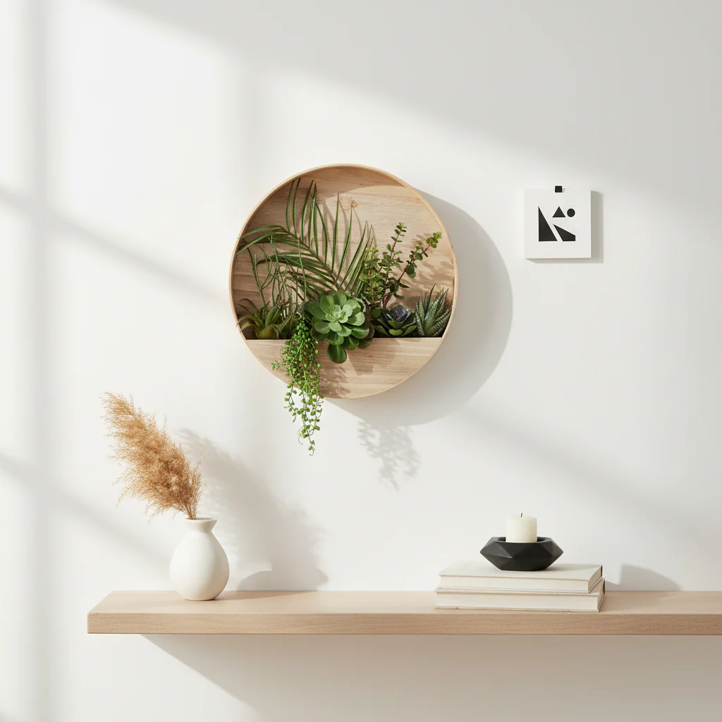 Fiori Mixed Succulents In Wood Wall Planter - Image 8