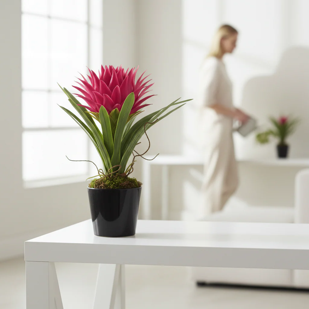 Fiori Pink Tropical Plant with Black Ceramic Pot - Image 2