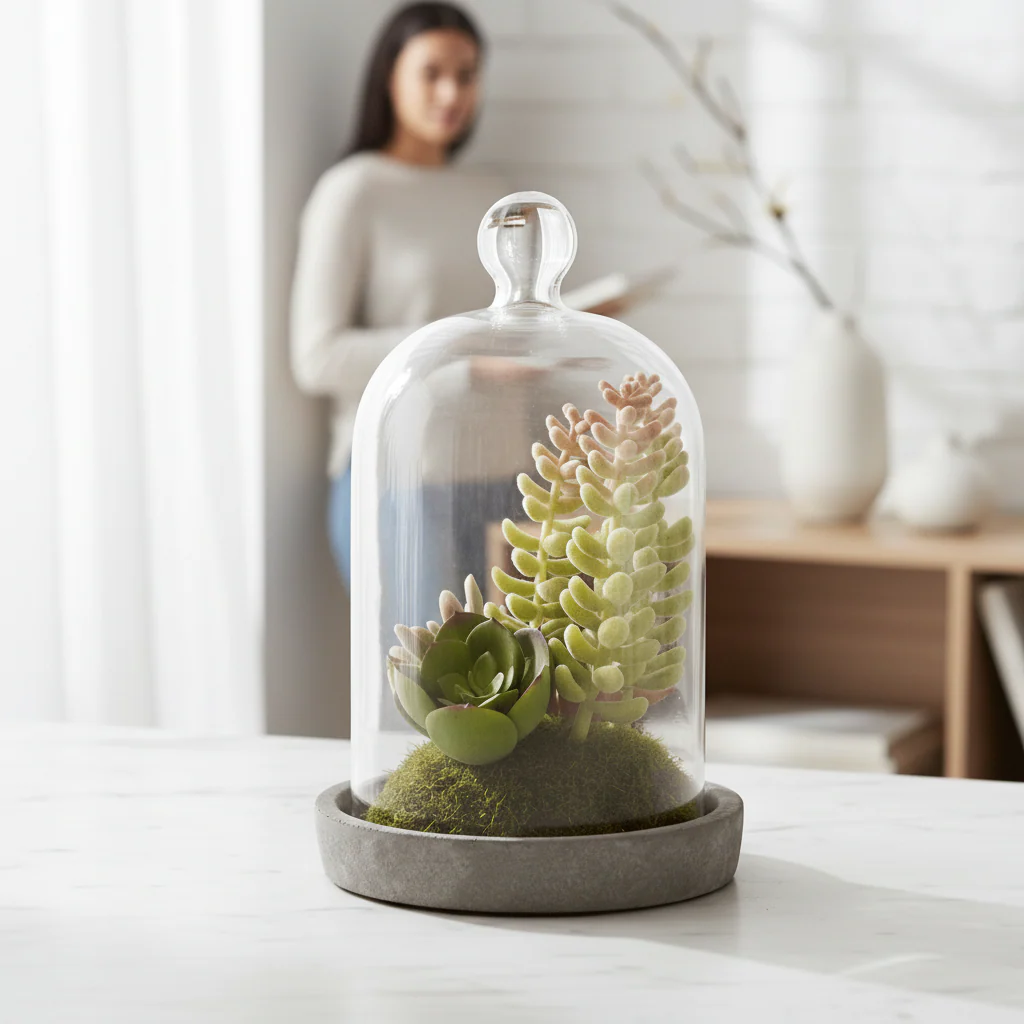 Fiori Small Succulent Dome With Cement Base - Image 2