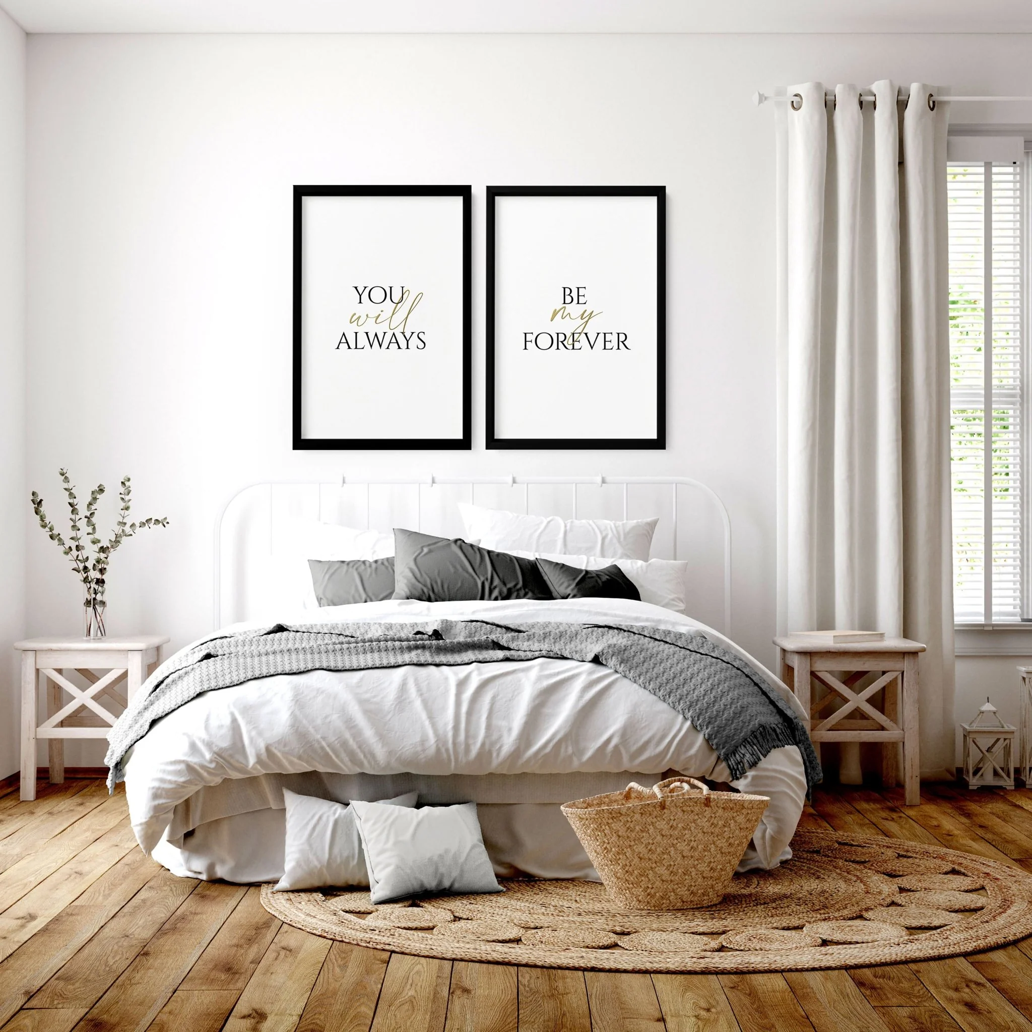 First anniversary gift for couple | set of 2 wall art prints for Bedroom - Image 2