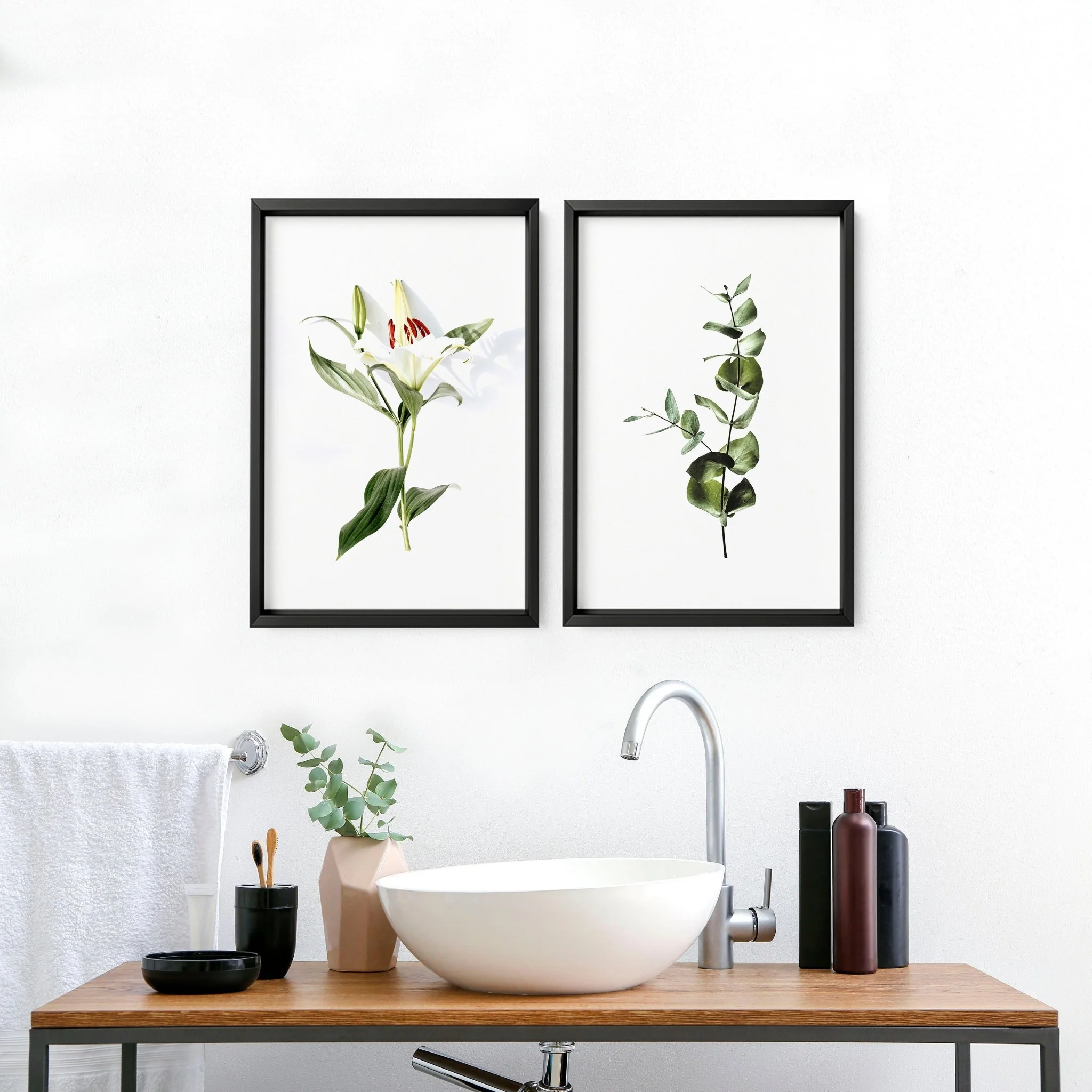 Art for the bathroom wall | set of 2 Floral wall art prints - Image 2