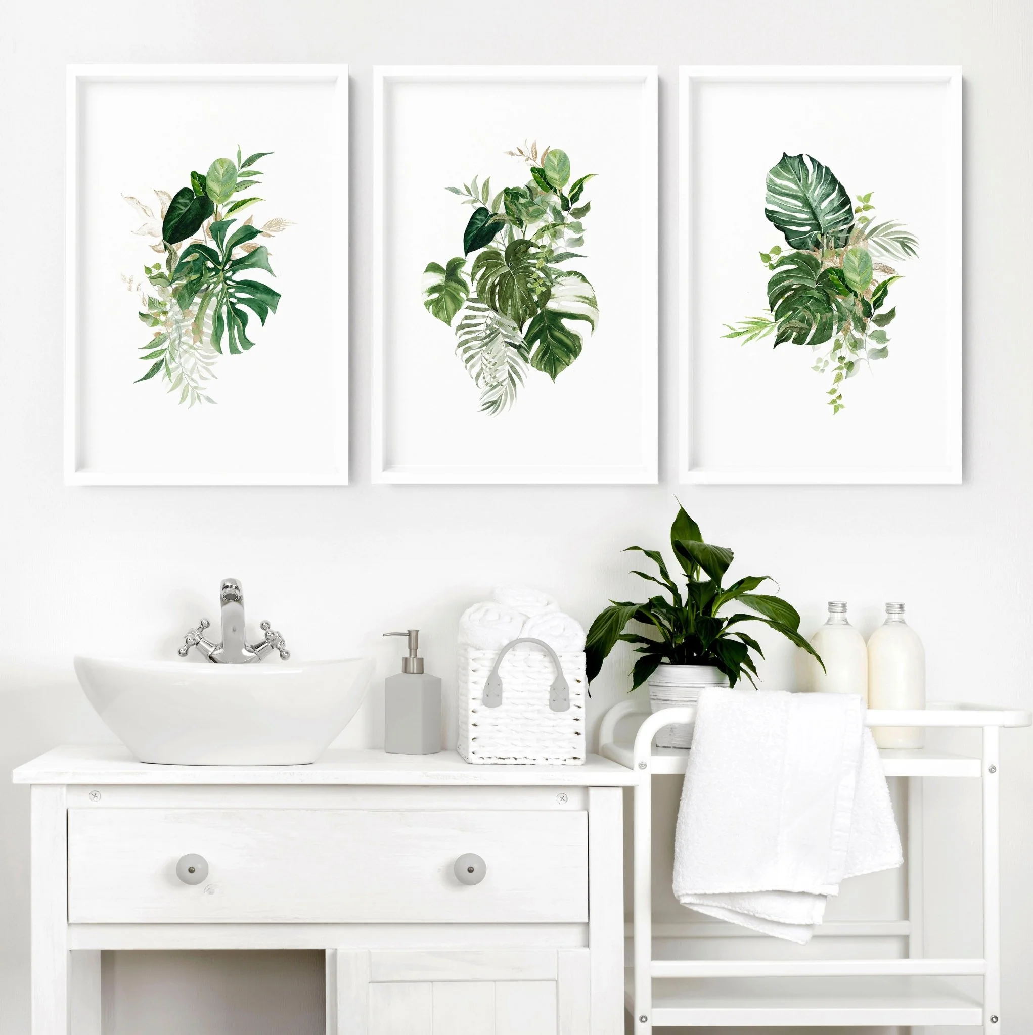 Art for bathroom walls uk | set of 3 Tropical wall prints - Image 2