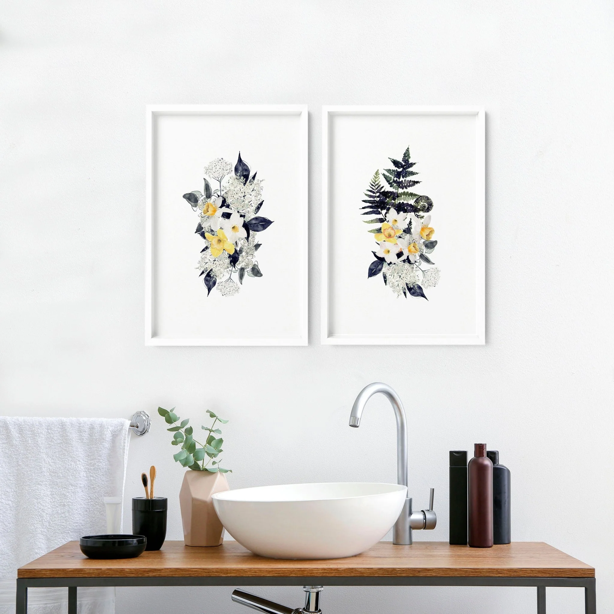 Wall art for bathroom walls | set of 2 Floral wall art prints - Image 5