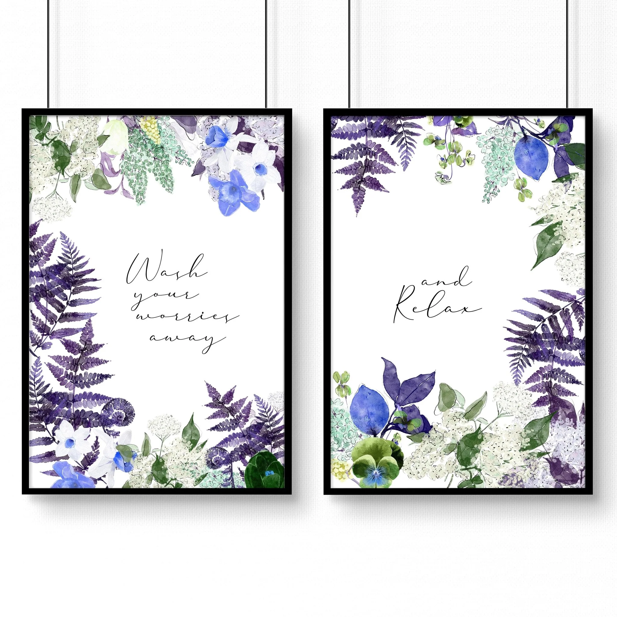 Wall art for bathrooms | set of 2 Floral wall art prints - Image 5