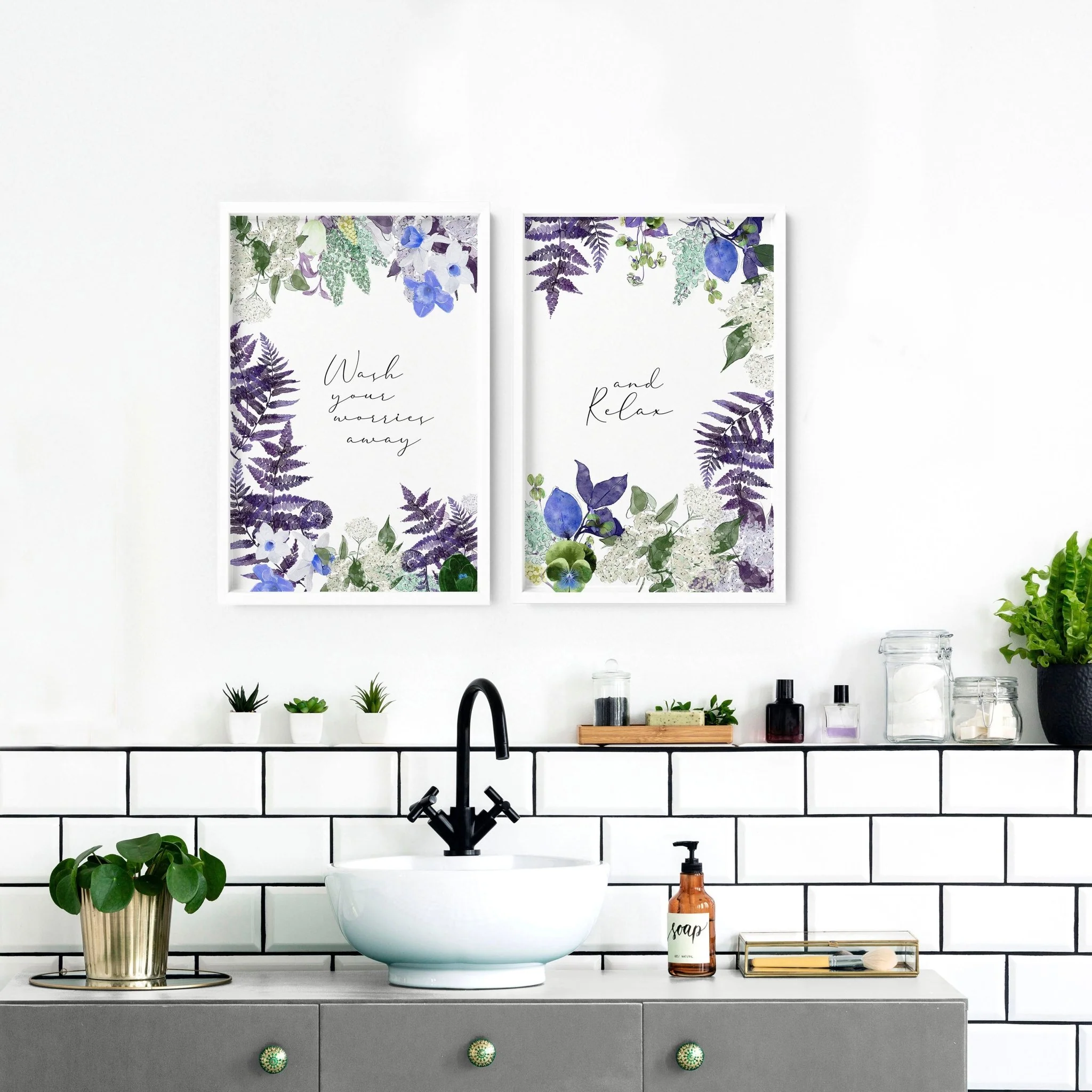 Wall art for bathrooms | set of 2 Floral wall art prints - Image 6