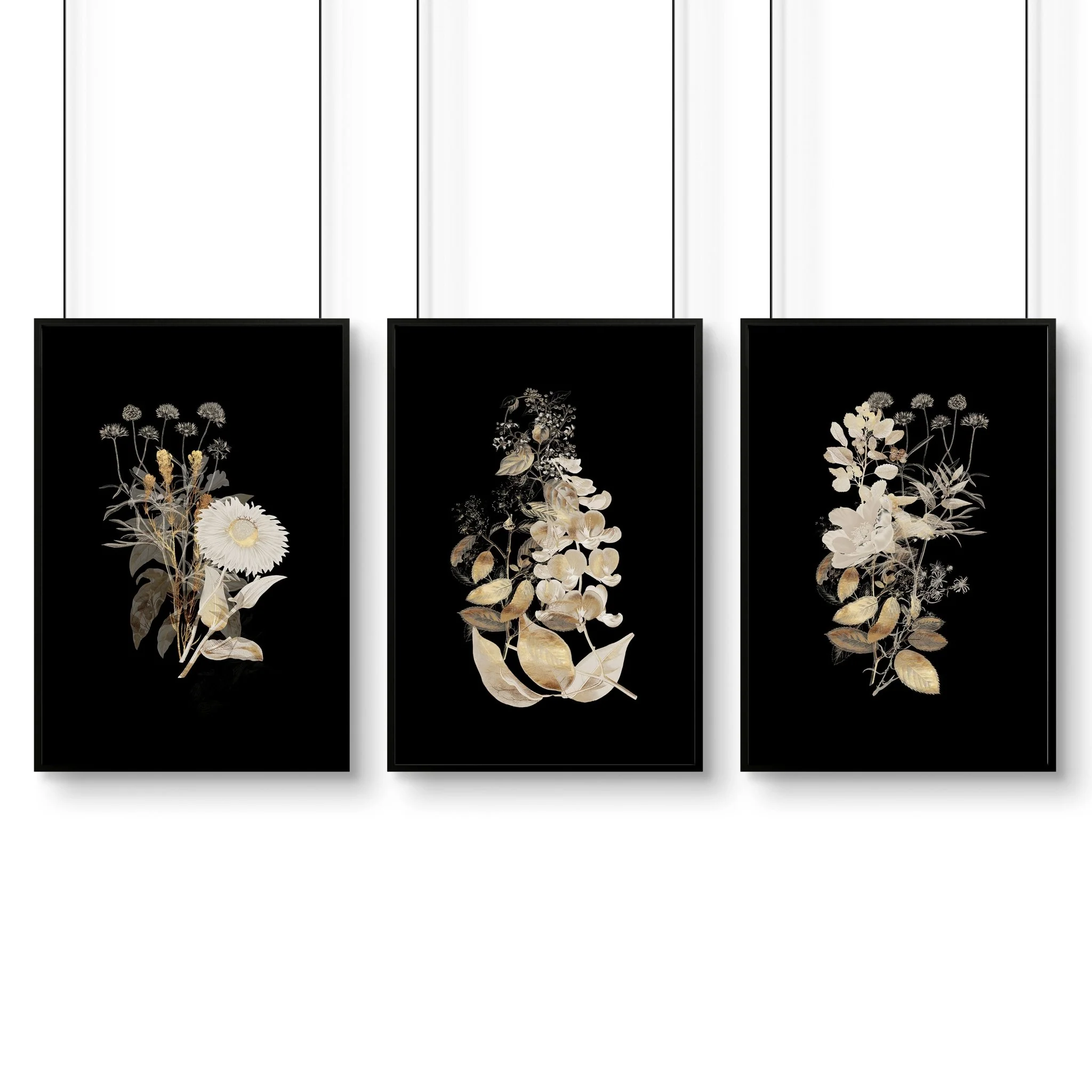 Wall art gold | set of 3 Floral wall art for living room - Image 8