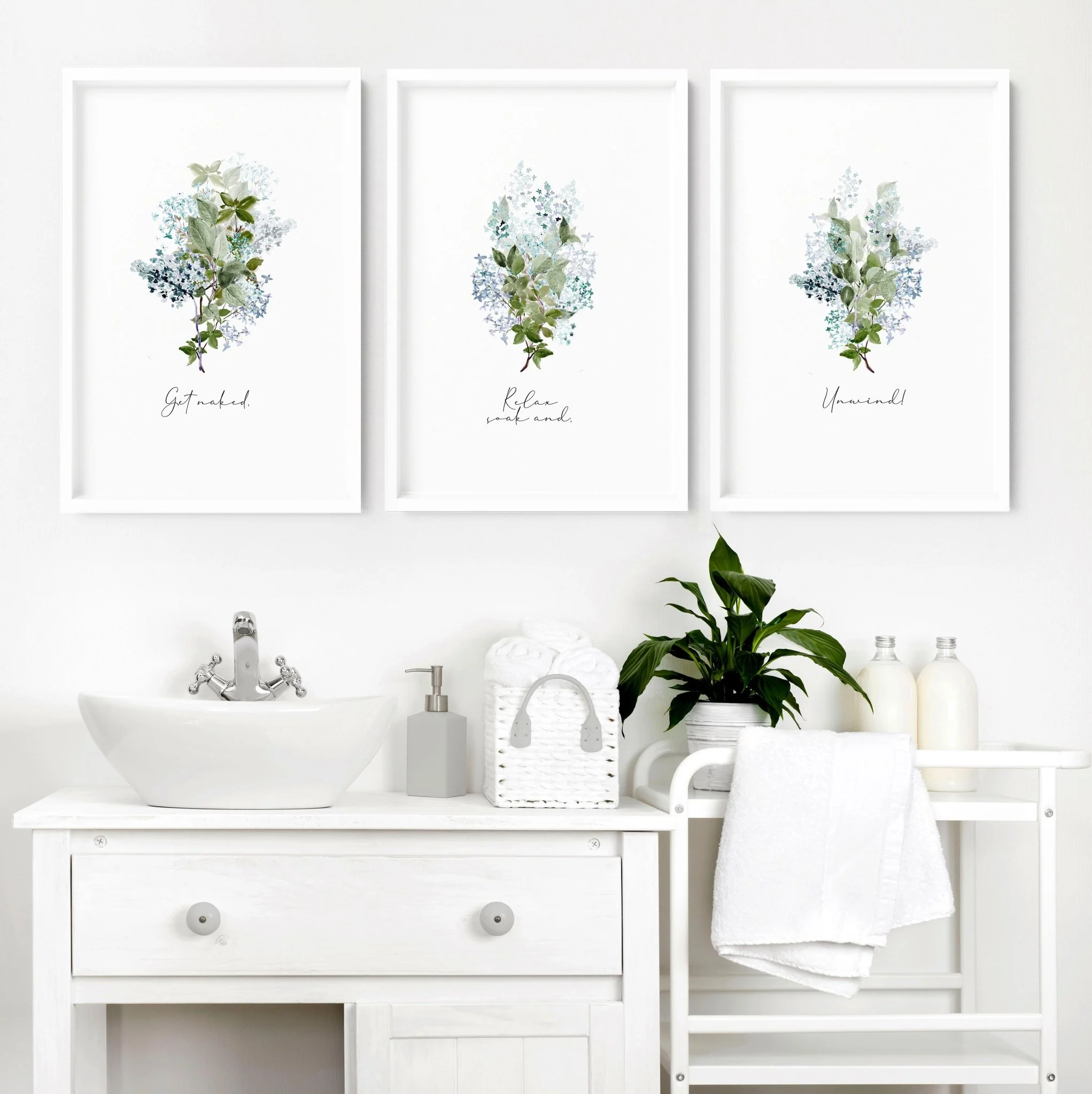 Flowers print | Set of 3 wall art for the Bathroom - Image 2