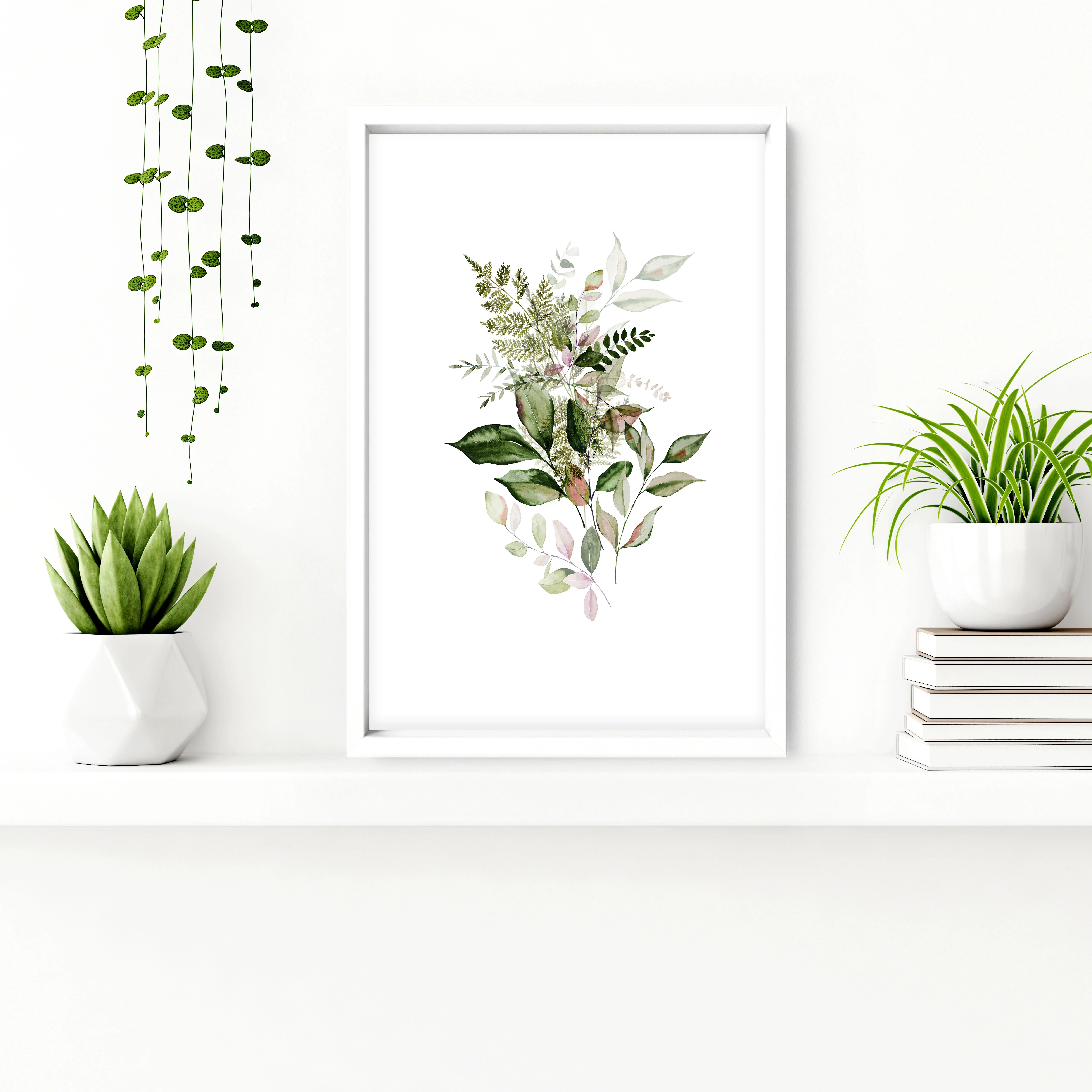 Framed art for bathroom | set of 3 Green Botanical wall art - Image 5