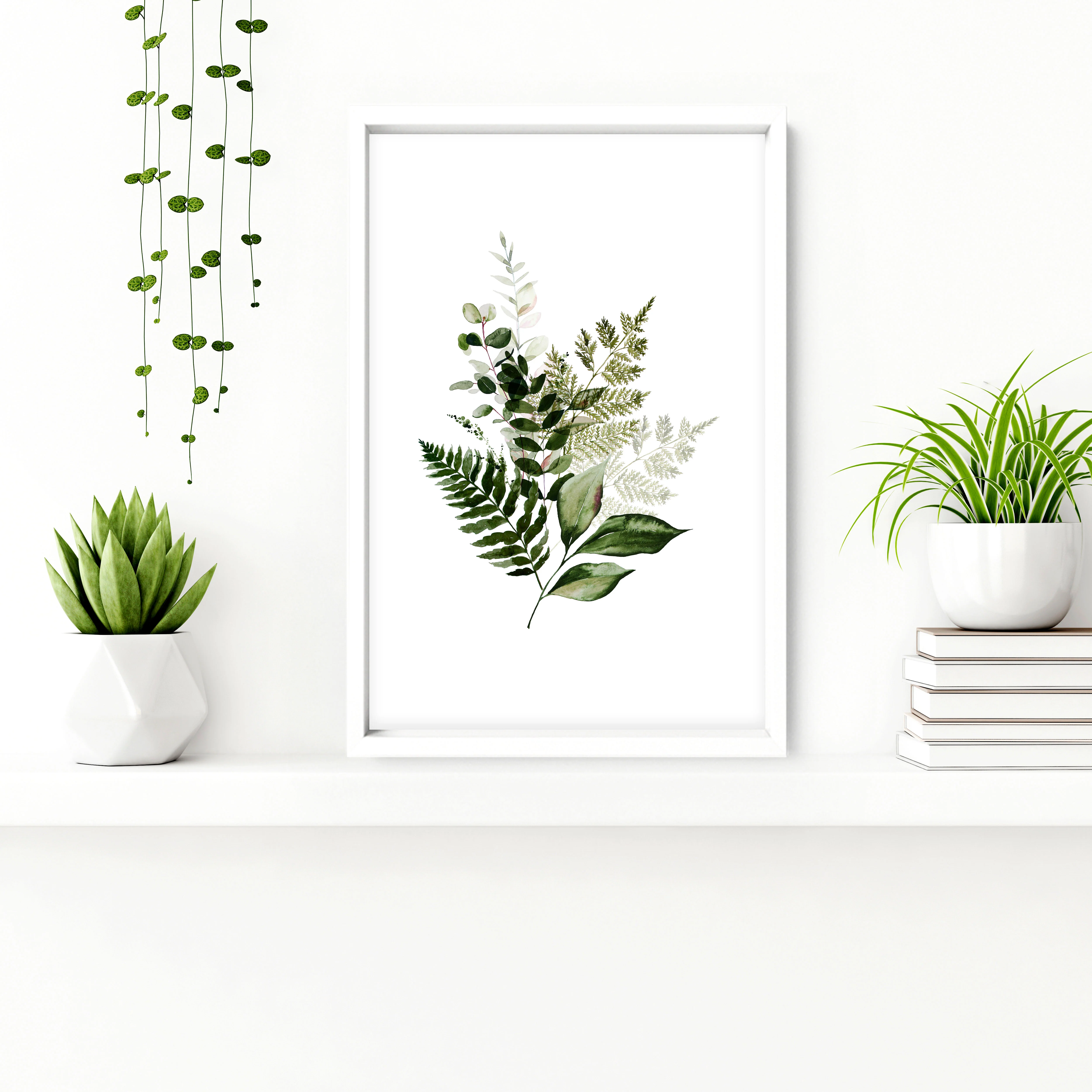 Framed art for bathroom | set of 3 Green Botanical wall art - Image 6