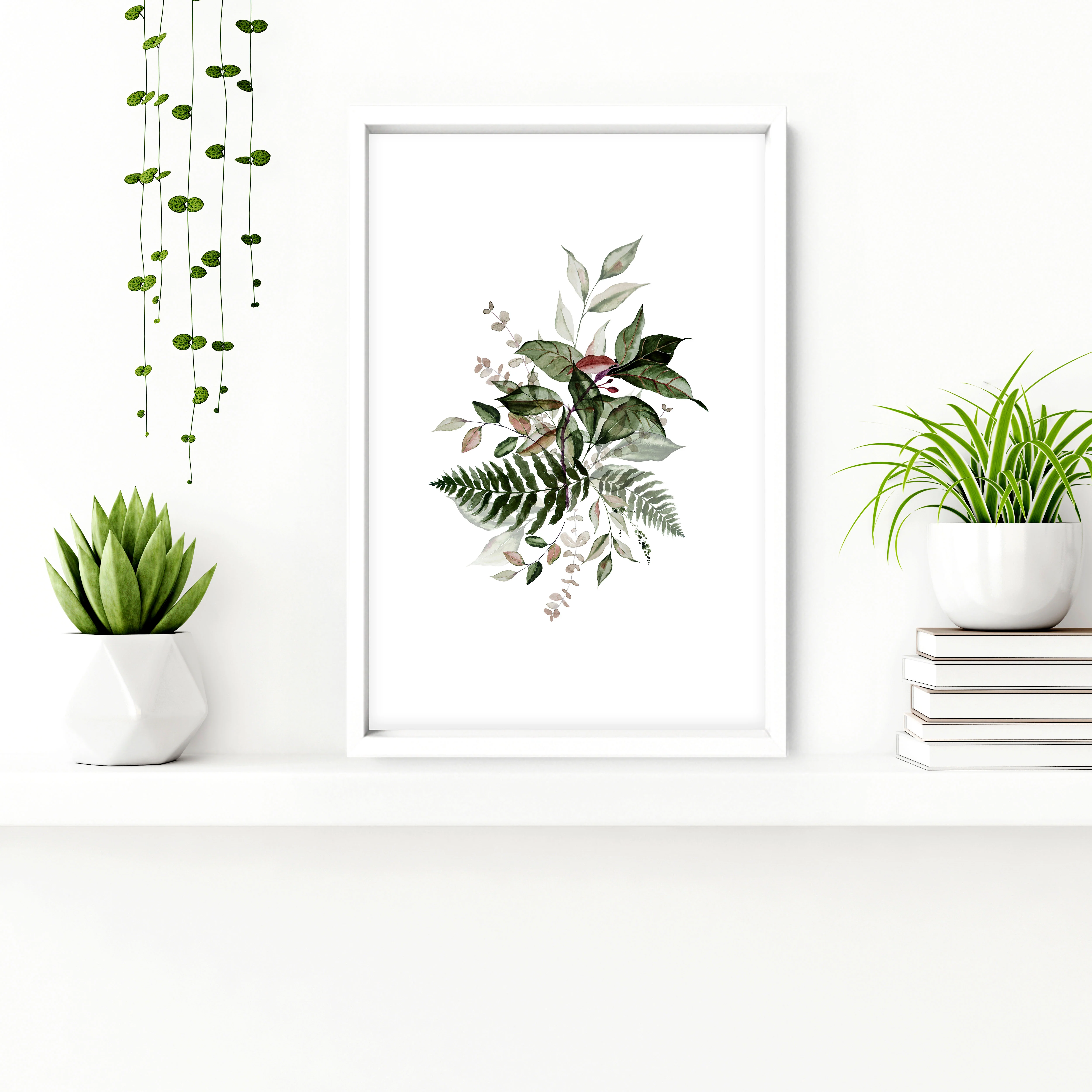 Framed art for bathroom | set of 3 Green Botanical wall art - Image 7