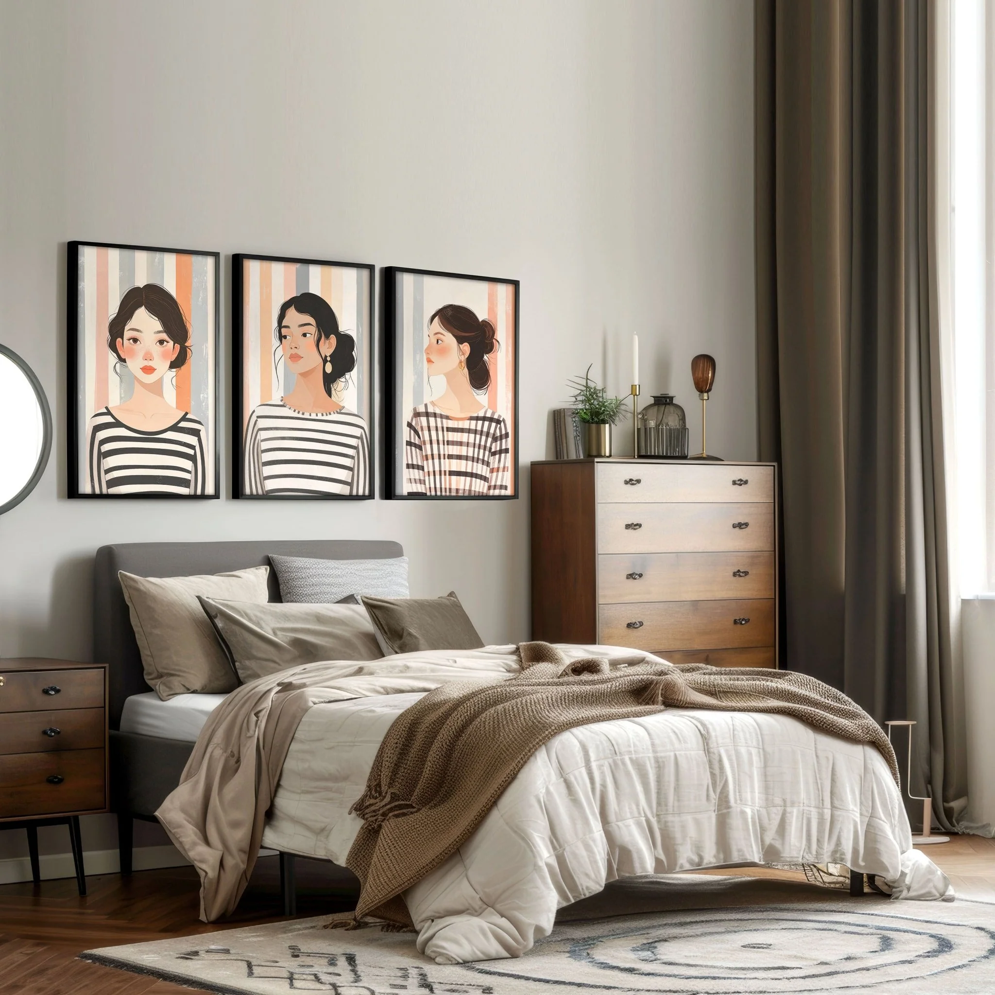 Framed Bedroom Wall Art | Set of 3 Bohemian Wall art Prints - Image 2