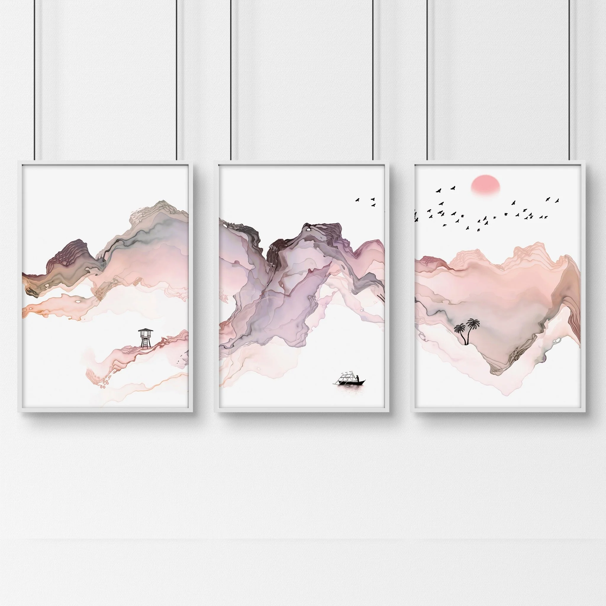 Framed coastal wall art for home office decor | set of 3 wall art - Image 8