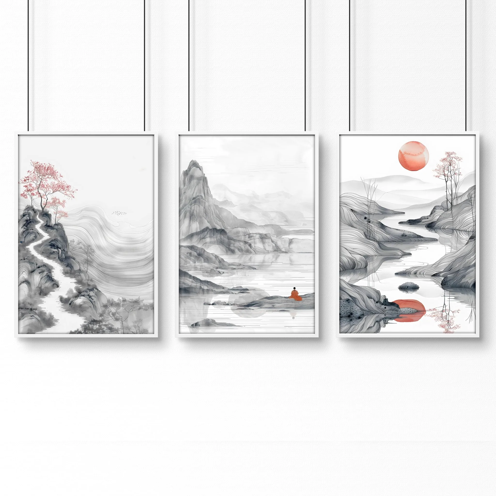 Framed Gallery Wall | Set of 3 Asian Inspired Wall art Prints - Image 11
