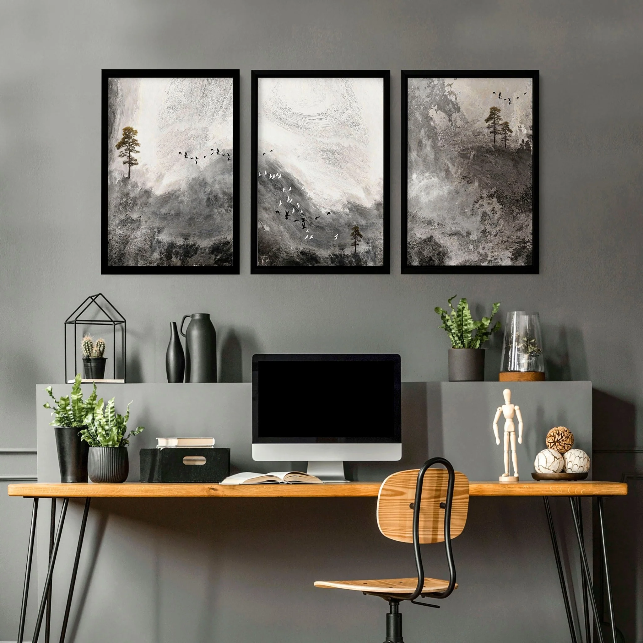 Framed landscape print for home office decor | set of 3 wall art - Image 2