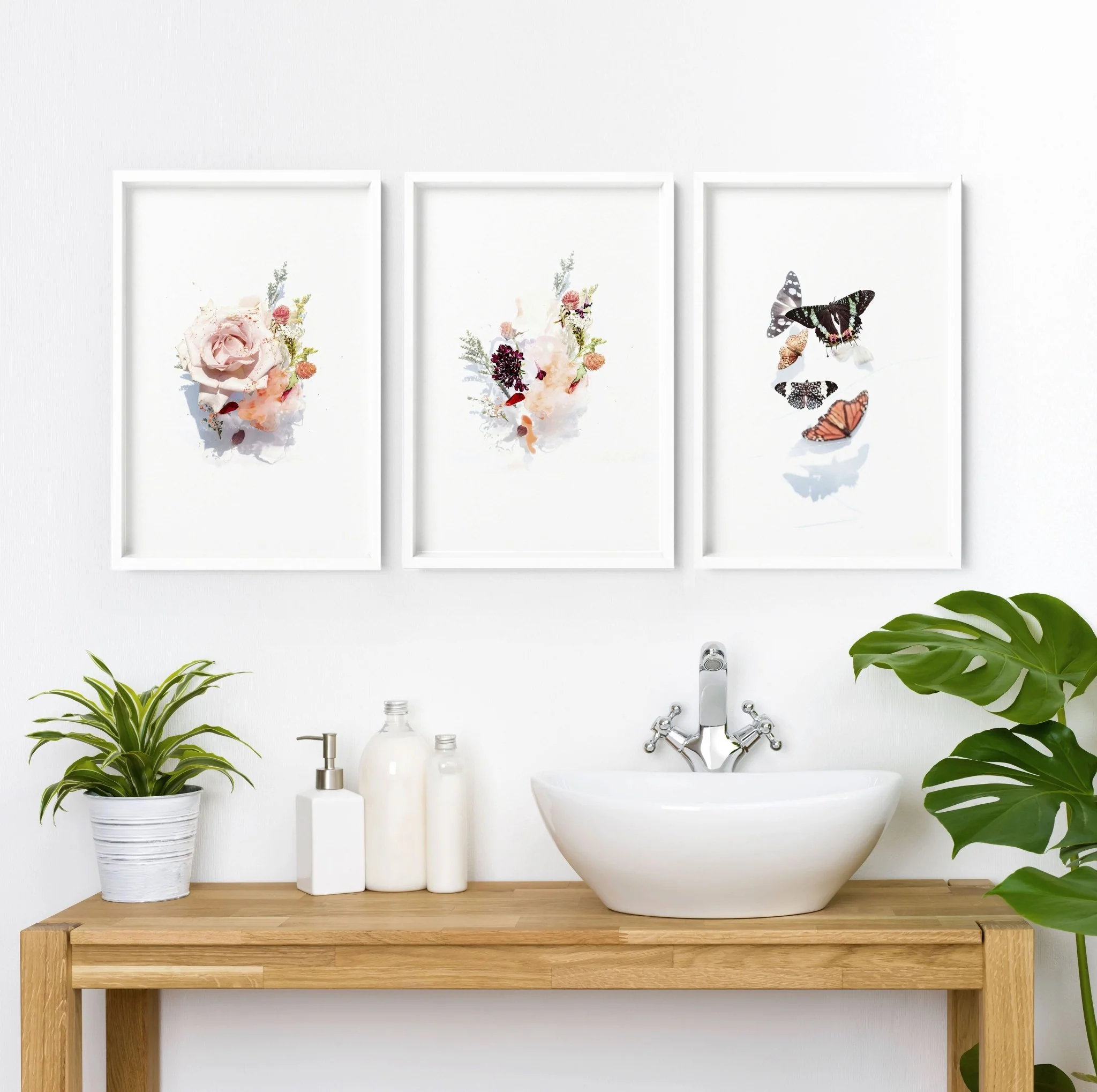 Shabby chic framed pictures bathroom | Set of 3 wall art prints - Image 8