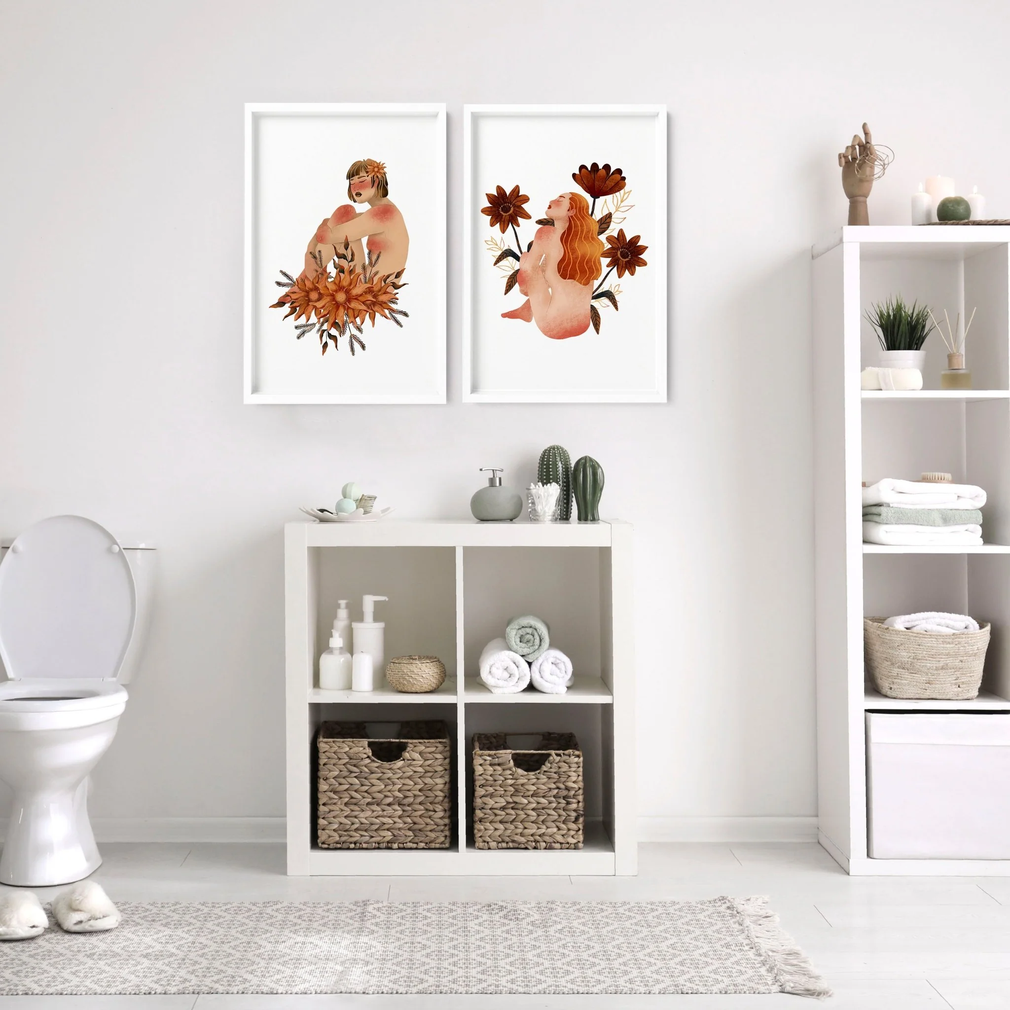 Framed pictures for bathrooms | set of 2 Ladies wall art prints - Image 6
