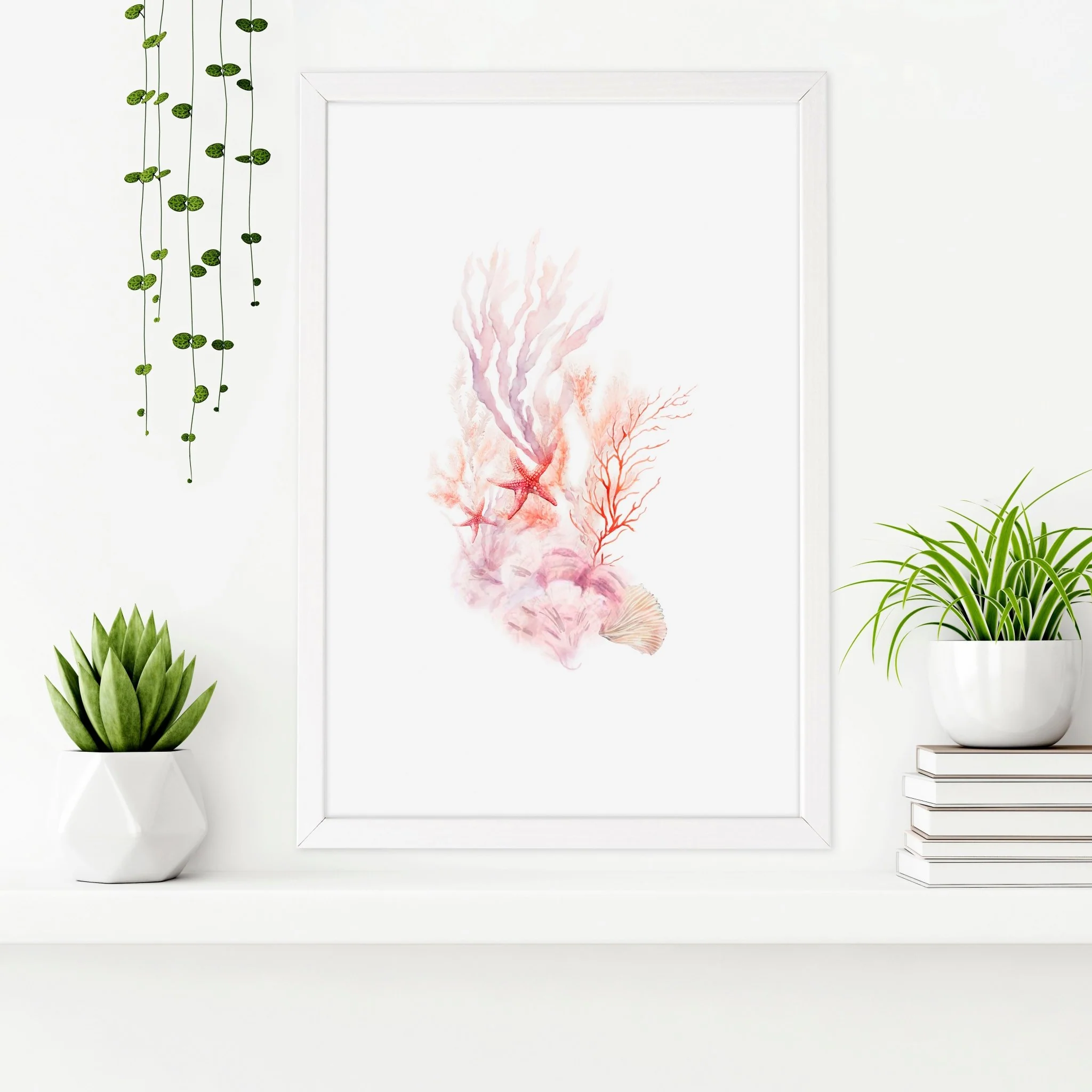 Framed Pictures For The Bathroom | Set of 3 Seashells Wall art Prints - Image 5