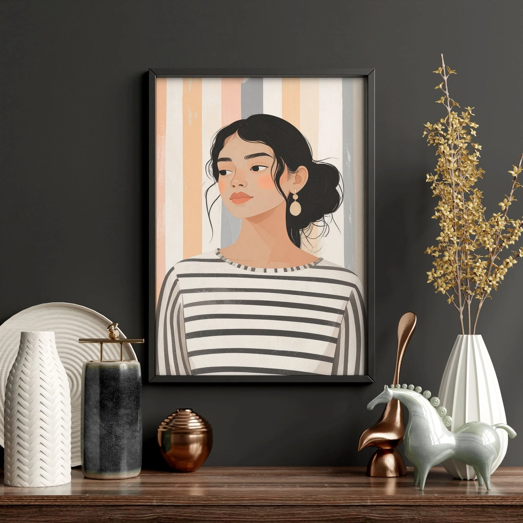 Framed Pictures For The Living Room | Set of 3 Boho Women Wall art Prints - Image 14
