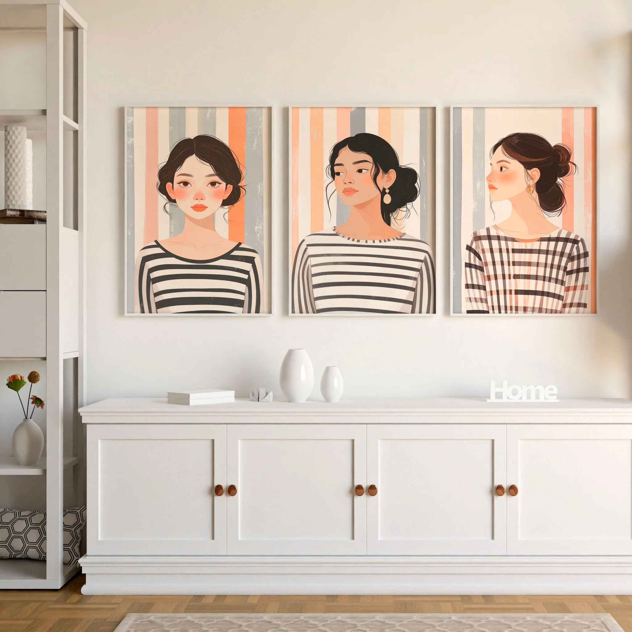 Framed Pictures For The Living Room | Set of 3 Boho Women Wall art Prints - Image 3