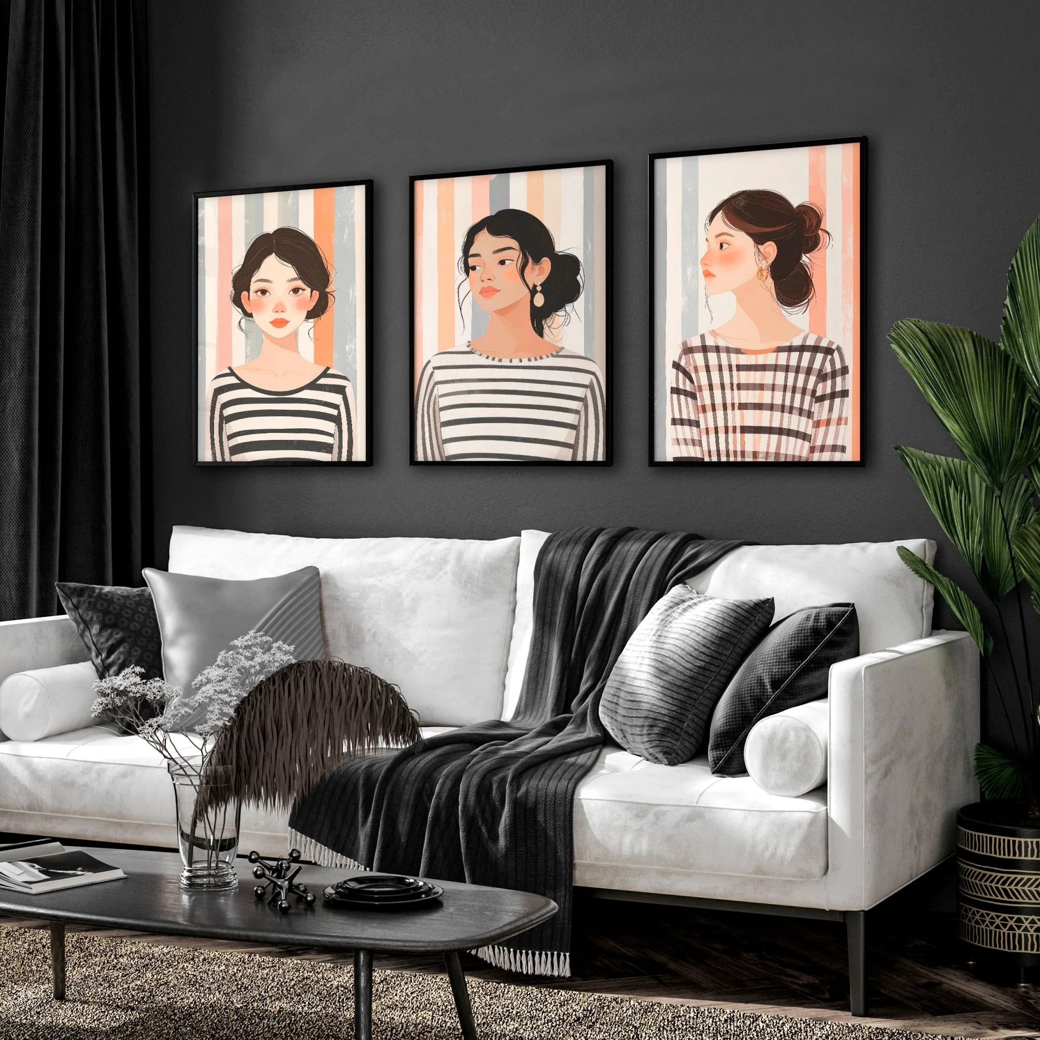 Framed Pictures For The Living Room | Set of 3 Boho Women Wall art Prints - Image 7