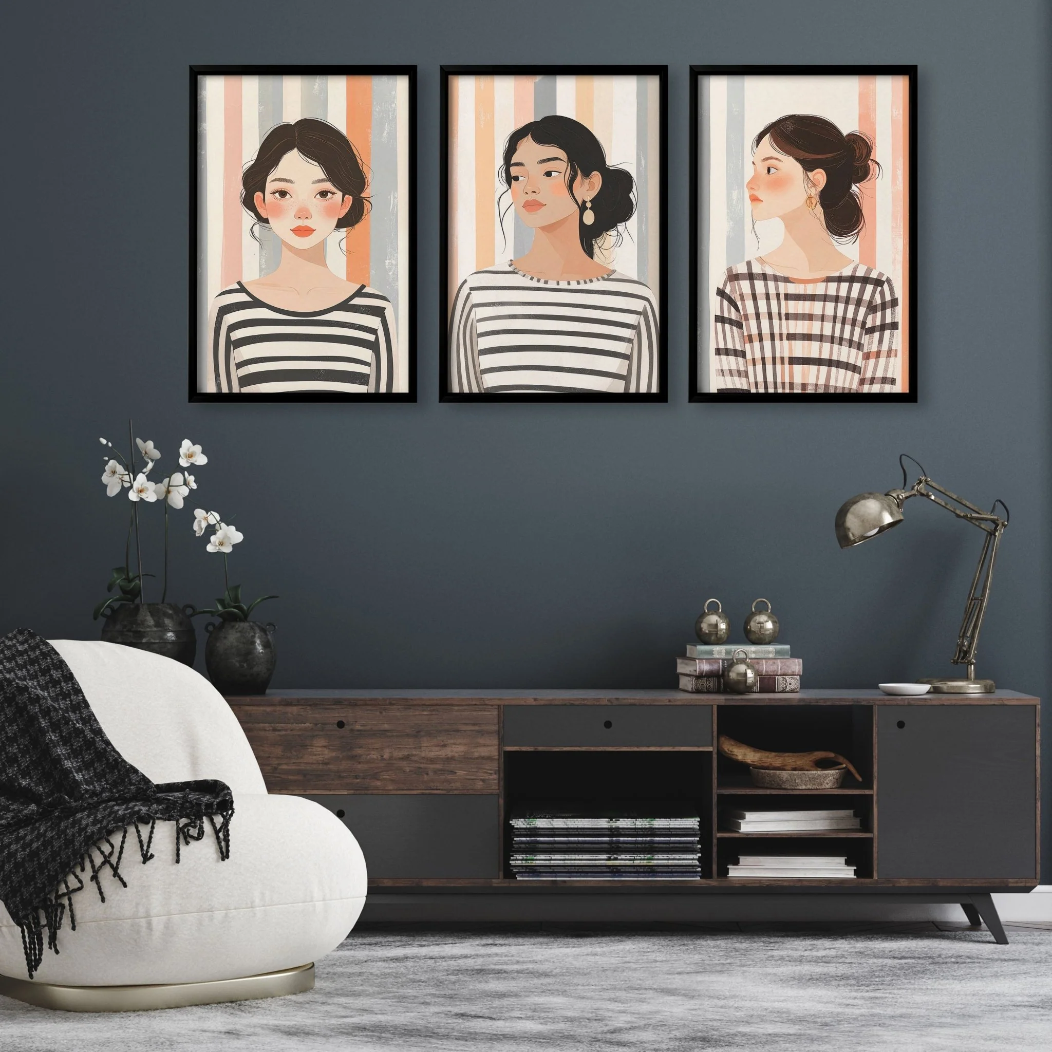 Framed Pictures For The Living Room | Set of 3 Boho Women Wall art Prints - Image 8
